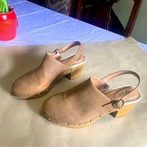 Gently worn brown clogs